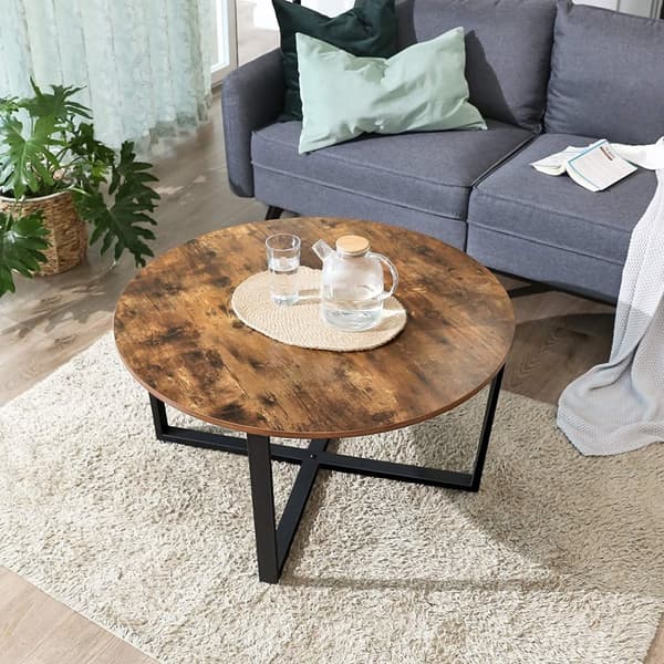 Sohvapöytä pyöreä vintage tummanruskea - pyöreä sohvapöytä - 88 x 47 cm