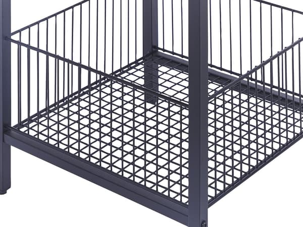 Sidebord Mørkt Træ med Sort Spånpladejern 40 x 40 cm med Kurv Firkantet Bordplade Moderne Industriel Stil til Stuen