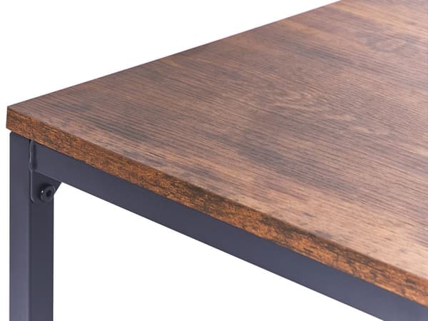 Sidebord Mørkt Træ med Sort Spånpladejern 40 x 40 cm med Kurv Firkantet Bordplade Moderne Industriel Stil til Stuen