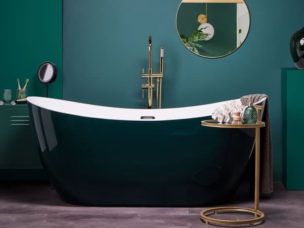 Sidebord guld jernstel glasbordplade rund enkeltbens beskyttende overtræk glamour stue soveværelse