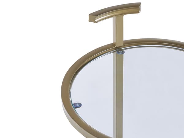 Sidebord guld jernstel glasbordplade rund enkeltbens beskyttende overtræk glamour stue soveværelse