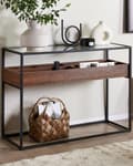 Miniatyrbild 2 av 8: Konsol Mörk Trä med Svart Glasskiva Metallram Förvaringsfunktion Rektangulär Modern Design