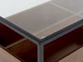 Miniatyrbillede 8 af 10: Sofabord mørkt træ med sort glasplade Metalstel Opbevaringsfunktion Rektangulært moderne design