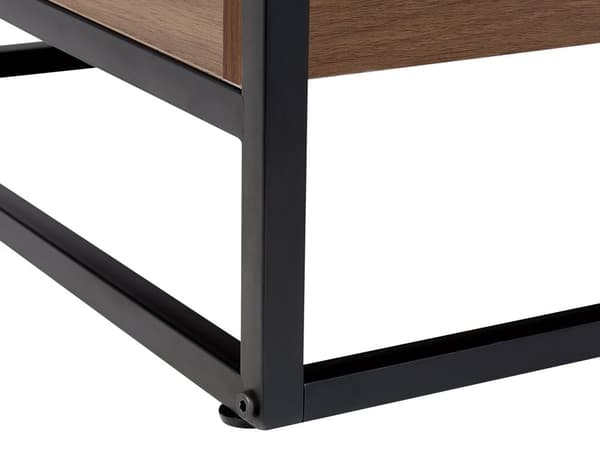 Sofabord mørkt træ med sort glasplade Metalstel Opbevaringsfunktion Rektangulært moderne design
