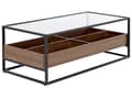 Miniatyrbillede 1 af 10: Sofabord mørkt træ med sort glasplade Metalstel Opbevaringsfunktion Rektangulært moderne design
