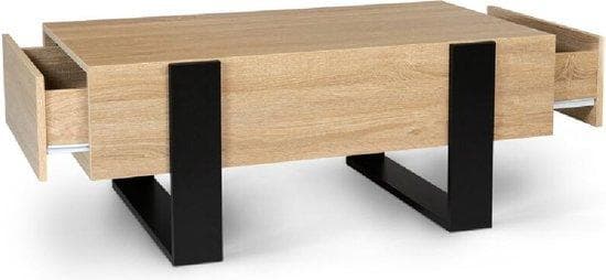 Rustik soffbord med lådor - soffbord - sidobord - soffbord rektangulärt - med förvaringsutrymme - rustik trä - 100 x 55 x 44 cm