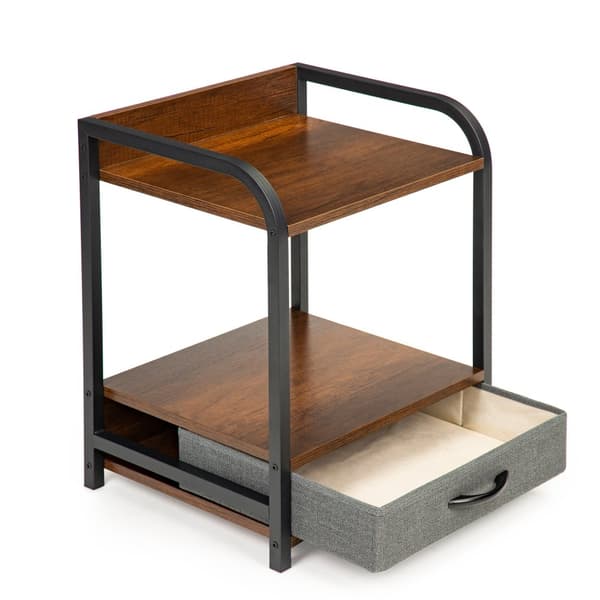 Sidebord sengebord med skuffe – 44 x 37 x 54 cm – Brun