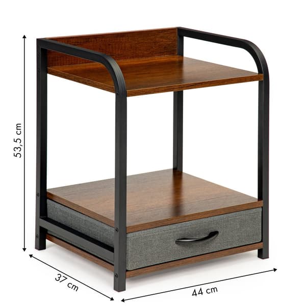 Sidebord sengebord med skuffe – 44 x 37 x 54 cm – Brun