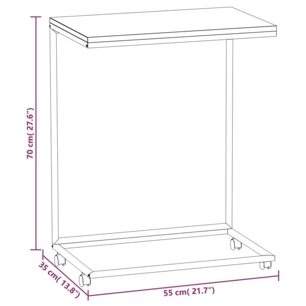 vidaXL sidebord med hjul 55x35x70 cm konstrueret træ sort