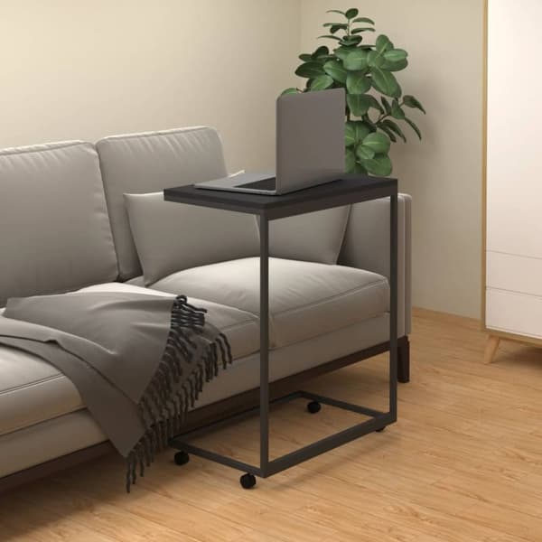 vidaXL sidebord med hjul 55x35x70 cm konstrueret træ sort