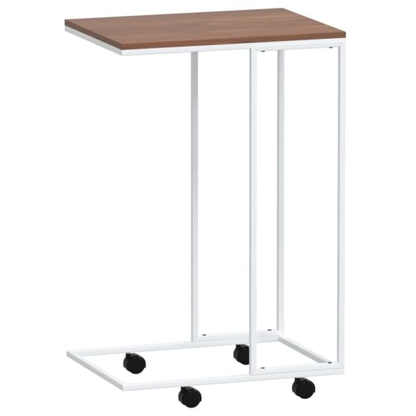 vidaXL sidebord med hjul 40x30x63,5 cm konstrueret træ hvid