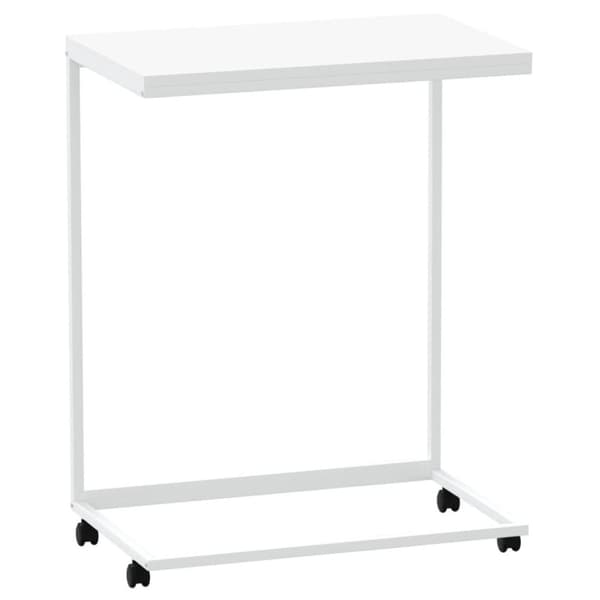 vidaXL Sivupöytä pyörillä valkoinen 55x35x70 cm tekninen puu