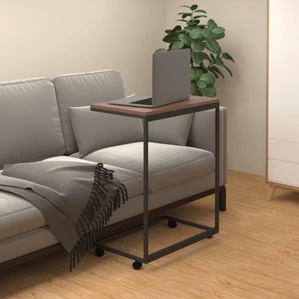 vidaXL sidebord med hjul 55x35x70 cm konstrueret træ sort