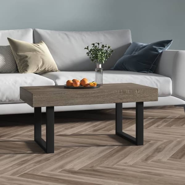 vidaXL Soffbord grå och svart 90x45x40 cm MDF och järn