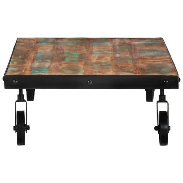vidaXL sofabord med hjul 100x60x26 cm massivt genbrugstræ