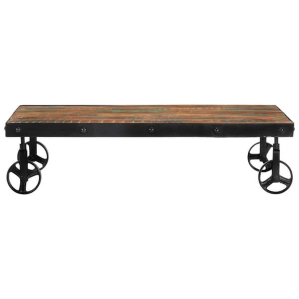 vidaXL sofabord med hjul 100x60x26 cm massivt genbrugstræ