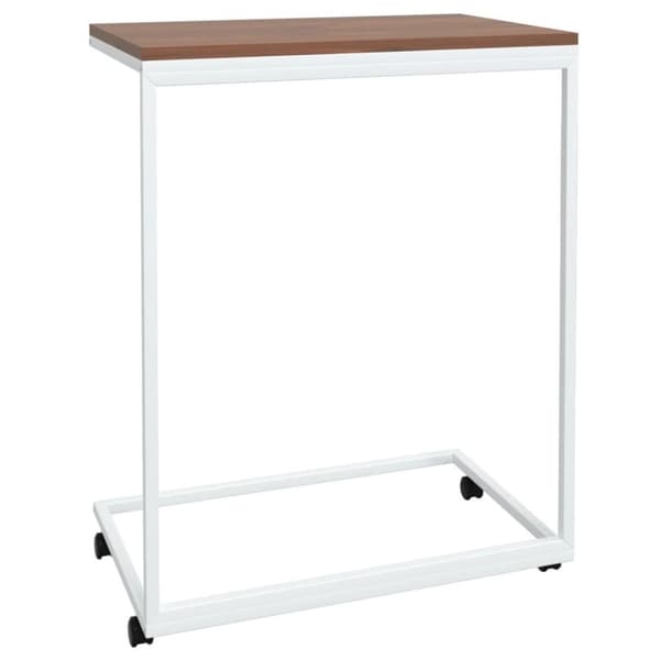 vidaXL Sidebord med hjul hvit 55x35x70 cm konstruert tre
