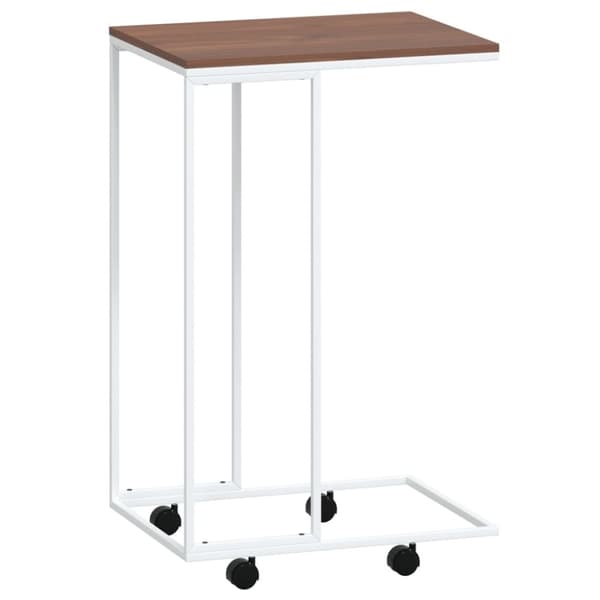 vidaXL Sidebord med hjul hvit 40x30x63,5 cm konstruert tre