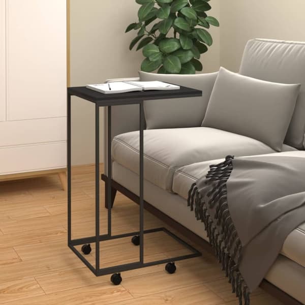 vidaXL Sidobord med hjul svart 40x30x63,5 cm konstruerat trä