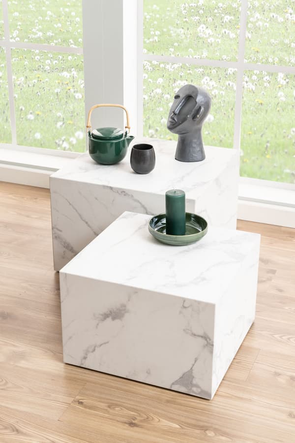Dice soffbord marmor 2 st. look vit.
