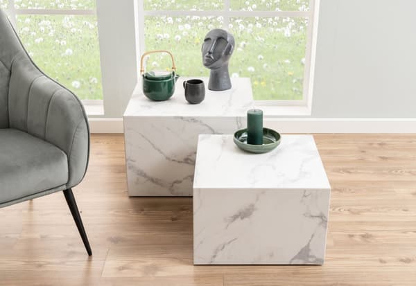 Dice soffbord marmor 2 st. look vit.