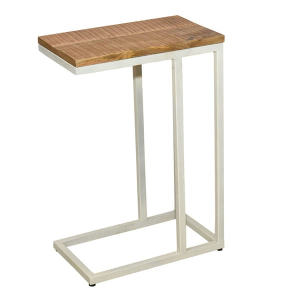 Sidobord trä 25x61x40 cm c-tabell Liverpool metal ram – Vit