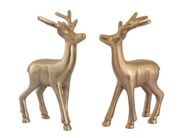 Dekorativ Figur Deer 2 Dukat Bordsdekoration Guld aluminium