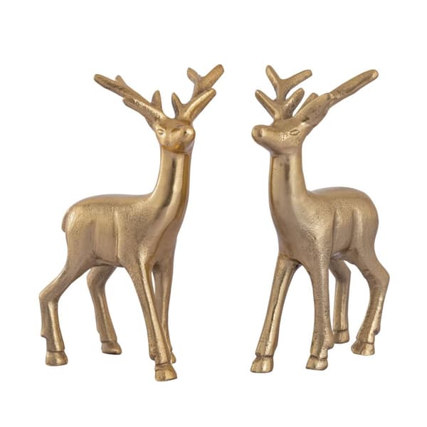 Dekorativ Figur Deer 2 Dukat Bordsdekoration Guld aluminium