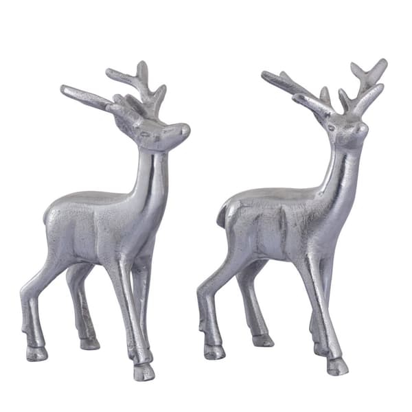 Dekorativ Figur Deer 2 Dukat Bord Metall silver aluminium
