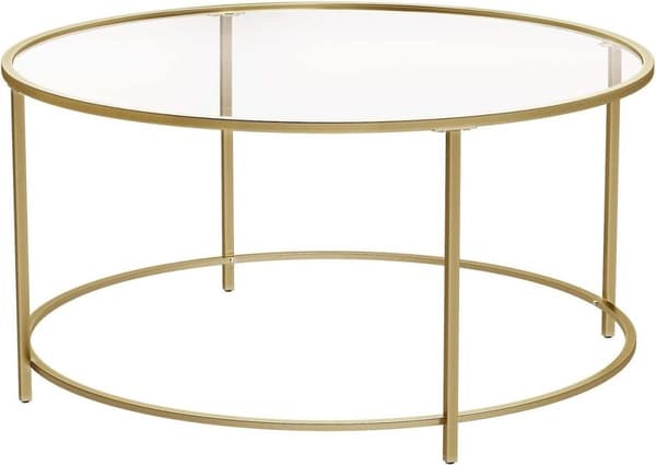Sofabord Round - Glasbord - Stålramme - hærdet glas Guld