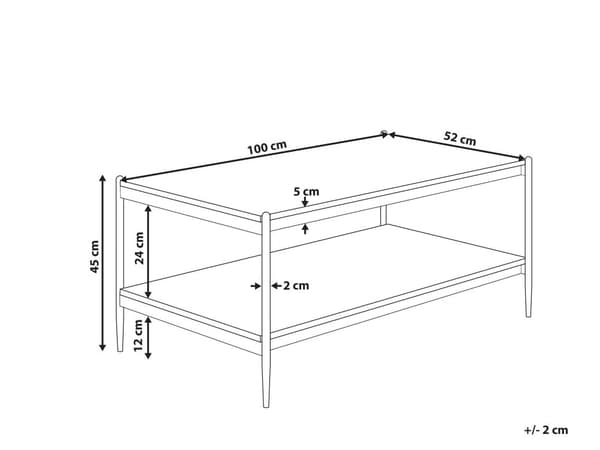 Soffbord Mörk Trä Svart MDF Metall 100 x 52 x 45 cm Modern Industriell 2-våningar