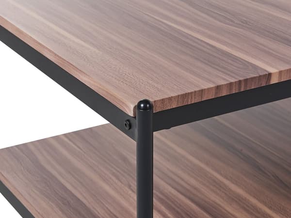 Soffbord Mörk Trä Svart MDF Metall 100 x 52 x 45 cm Modern Industriell 2-våningar