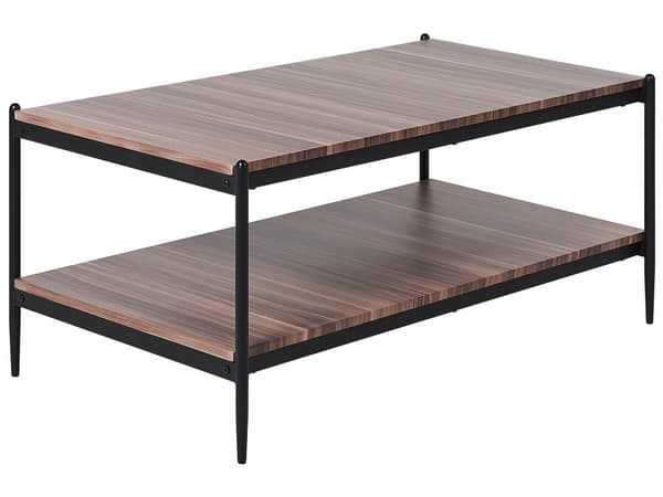 Soffbord Mörk Trä Svart MDF Metall 100 x 52 x 45 cm Modern Industriell 2-våningar