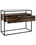 Miniatyrbild 5 av 9: Konsolbord Mörk Trä med Svart Glasskiva Metallram Förvaringsfunktion Rektangulär Modern Design