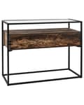 Miniatyrbild 7 av 9: Konsolbord Mörk Trä med Svart Glasskiva Metallram Förvaringsfunktion Rektangulär Modern Design