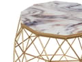 Miniatyrbillede 4 af 6: Sofabord Guld Marmor Effekt Finish MDF Bordplade Jern Base Stue Endebord