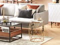 Miniatyrbillede 2 af 6: Sofabord Guld Marmor Effekt Finish MDF Bordplade Jern Base Stue Endebord