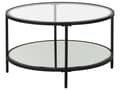 Miniatyrbillede 5 af 8: Sofabord Sort hærdet glasjern ø 70 cm med spejlhylde Rund Glam Moderne Stuemøbel