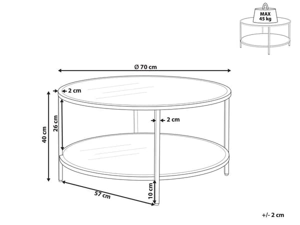 Soffbord Svart Härdat Glas Järn 70 cm med Speglad Hylla Modern Vardagsrum Möbler