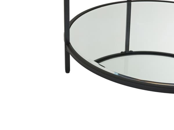 Soffbord Svart Härdat Glas Järn 70 cm med Speglad Hylla Modern Vardagsrum Möbler