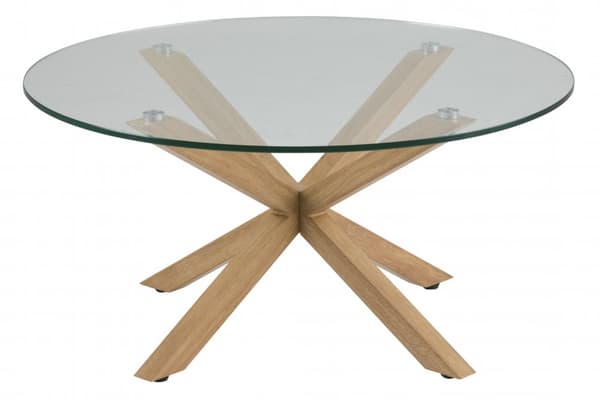 Heat sofabord Ø82 cm bordplade i glas og stel i metal m ege folie.