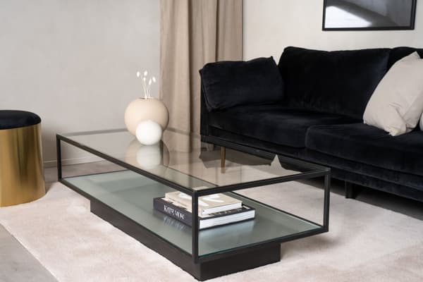 Maglehem sofabord med hylle 60x130 cm glass.
