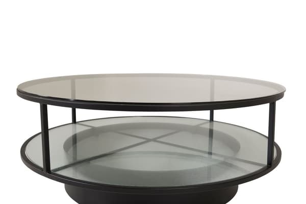 Falsterbo sofabord med hylle Ø100 cm glass.