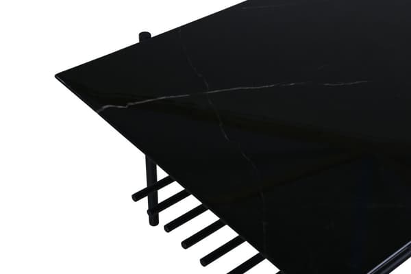 VonStaf sofabord med hylle 60x120 cm glass svart marmor dekor.
