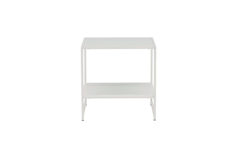 Staal sidobord med hylla 51x51 cm vit.