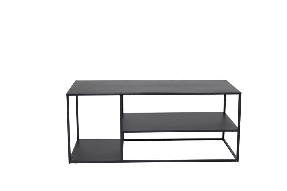 Staal sidobord med hylla 120x50 cm svart.