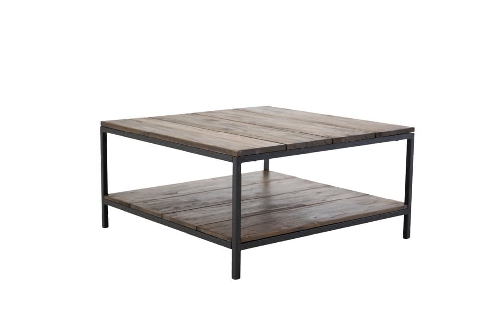 Padang soffbord med hylla 80x80 cm teak dekor.