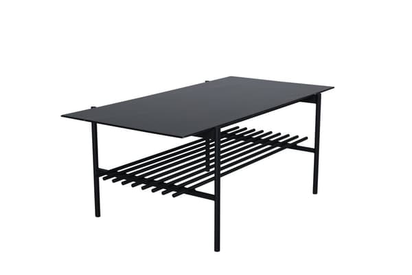 VonStaf sofabord med hylde 60x120 cm glas sort marmor dekor.
