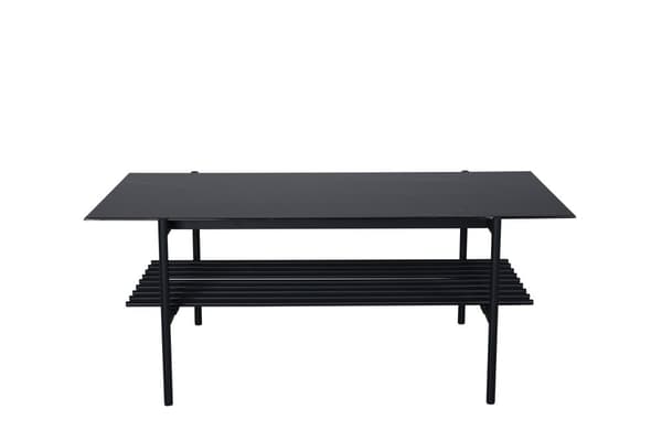 VonStaf sofabord med hylde 60x120 cm glas sort marmor dekor.