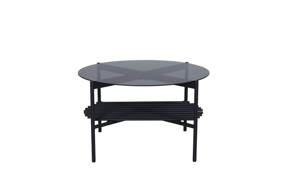 VonStaf soffbord med hylla Ø80 cm glas svart.